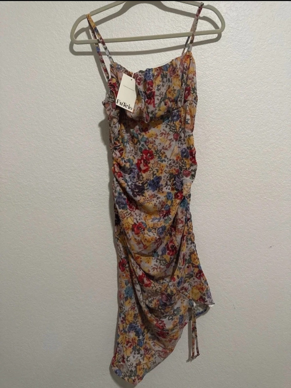 Floral Ruched Slip Dress in Multicolor
